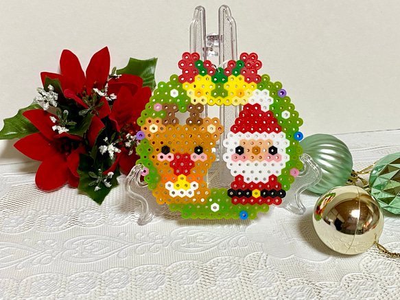 サンタクロースとトナカイの小さなクリスマスリース リース fun