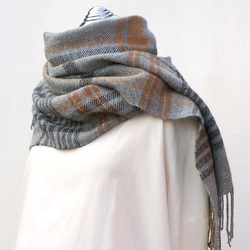 やわらか手織りストール ベビーアルパカ 冬景グレー(ロングサイズ)送料込 2枚目の画像