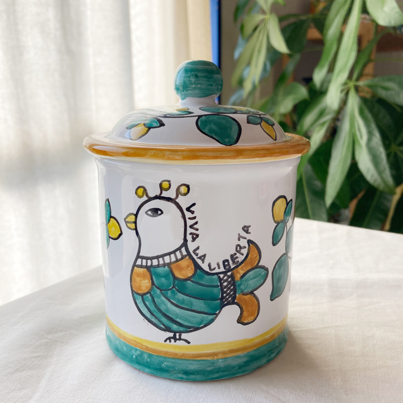キャニスター 蓋付き陶器 中 CAN005 マヨリカ焼き イタリア陶器