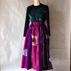 銘仙　紫系の12枚はぎのスカート 2枚目の画像