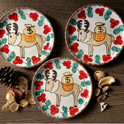 丸皿16cm CRC026 マヨリカ焼き イタリア陶器 トナカイ 小皿 CERAMICHE