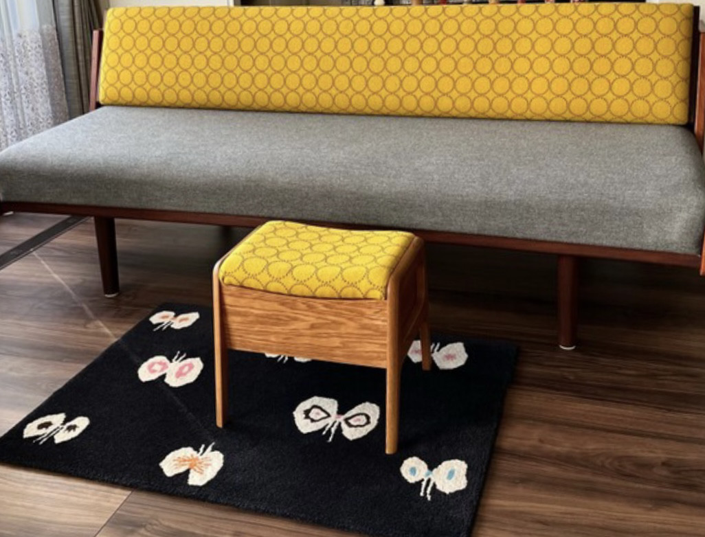 ★制作実績累計３５０脚超！★ミナペルホネン 北欧 収納ROCCOスツール クバドライエローxタンバリンオーダー