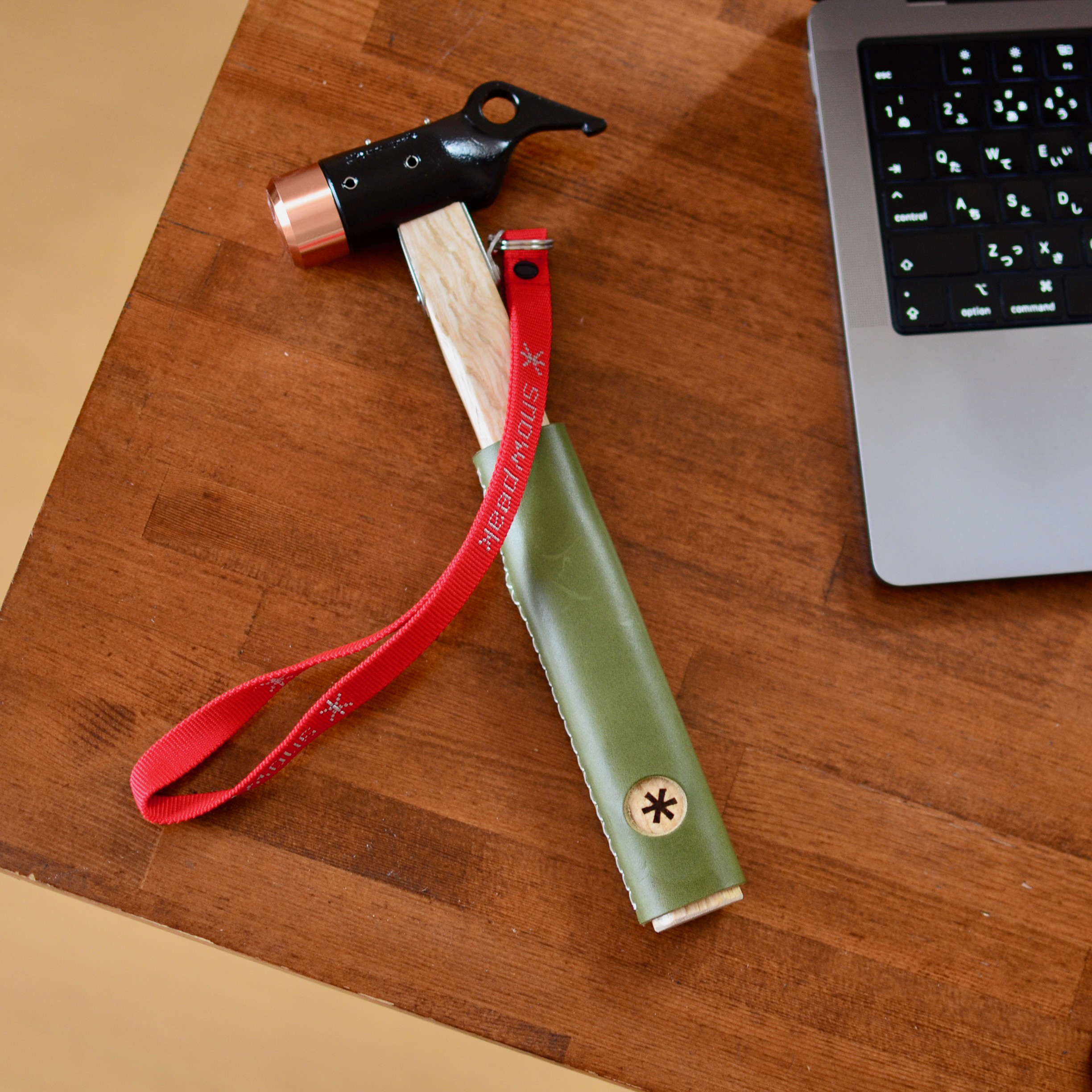 スノーピーク  新品未使用ペグハンマー ＋　本革レザー栃木レザーのグリップカスタム