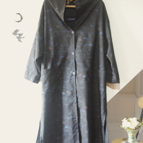 大島紬七マルキ 木の実のライトコート 着物リメイク コート 吉祥堂