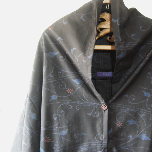 大島紬七マルキ 木の実のライトコート 着物リメイク コート 吉祥堂