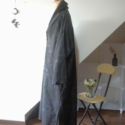 大島紬七マルキ 木の実のライトコート 着物リメイク コート 吉祥堂