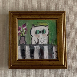 絵画。原画☆キャンバス F10【夜、黒猫が星を抱いて願い事をする】
