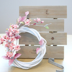 【パンフラワー/パン粘土/さくら】壁掛けにもなる♪八重桜の大人可愛い置き型リースアレンジメント 4枚目の画像