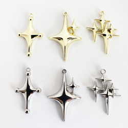 3個 大 星 流れ星 十字 立体 チャーム パーツ/ライトゴールド シルバー ハンドメイド ゴシック 10枚目の画像