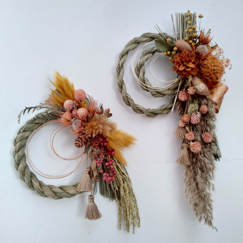 しめ飾りしめ縄 自然素材 ドライフラワー ナチュラル おしゃれ