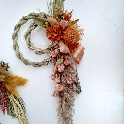 しめ飾りしめ縄 自然素材 ドライフラワー ナチュラル おしゃれ