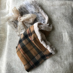 [再次上架11/17] “Creema Limited” 蓬鬆毛皮和分層蕾絲圍脖針織圍巾 蓬鬆蓬鬆 第7張的照片