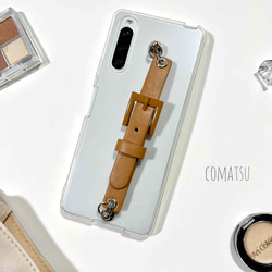 【全機種対応】調節もできる♪ミニベルト ハンドホルダー付きスマホケース 落下防止ベルトストラップ付きスマホカバー 3枚目の画像