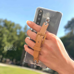 【全機種対応】調節もできる♪ミニベルト ハンドホルダー付きスマホケース 落下防止ベルトストラップ付きスマホカバー 8枚目の画像
