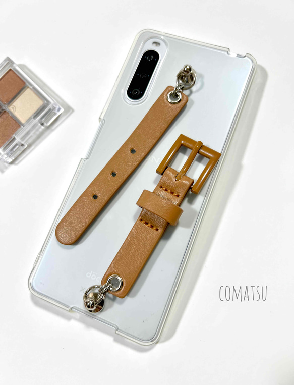 【全機種対応】調節もできる♪ミニベルト ハンドホルダー付きスマホケース 落下防止ベルトストラップ付きスマホカバー 4枚目の画像