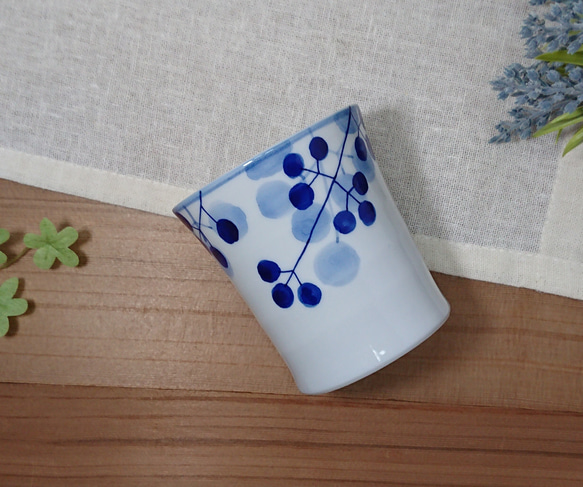 フリーカップ（天てん）焼酎カップ　手描き　九谷焼 染付　　　　 7枚目の画像