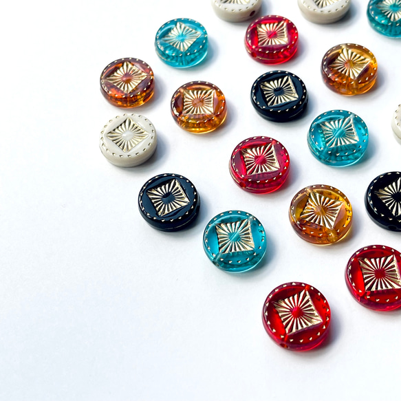 【10個】アクリルビーズ＊コイン型＊5色ミックス 3枚目の画像