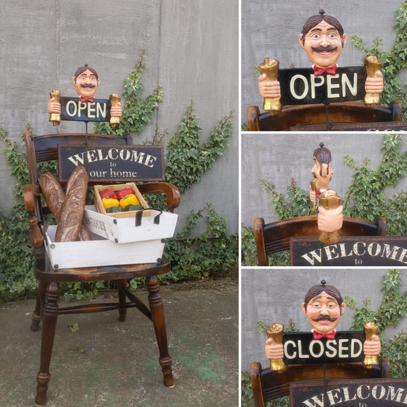 おしゃれなパン屋さん  オープン&クローズ看板   ベーカリーカフェ 置き看板  #店舗什器 #OPEN&CLOSED 3枚目の画像