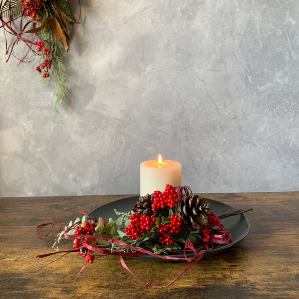 SOLD]「クリスマススワッグ 赤い実たくさん アーティシャル