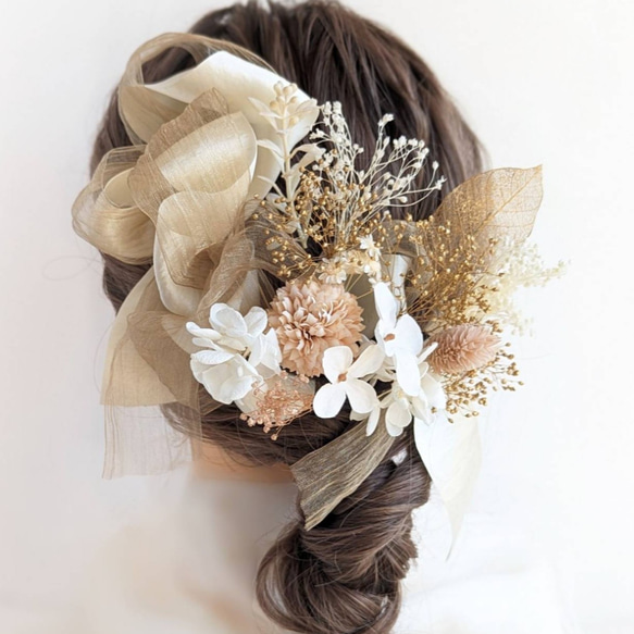 髪飾り リボン 成人式 卒業式 結婚式 七五三 ドライフラワー RC149