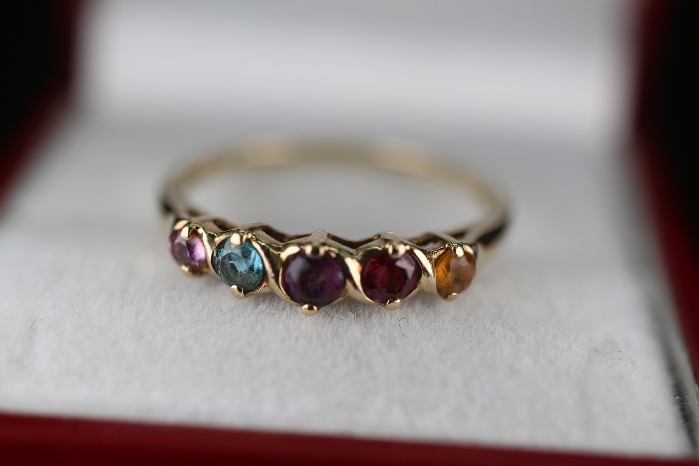 ビンテージ イギリス ゴールド 指輪 リング 天然 ガーネット トパーズ サファイア アメシスト375 鑑定書 J117