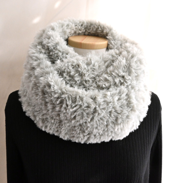 ◆極上の暖かさ！◆ 柔らかモフモフ エコファー スヌード ⛄ グレー ⛄特集掲載作品