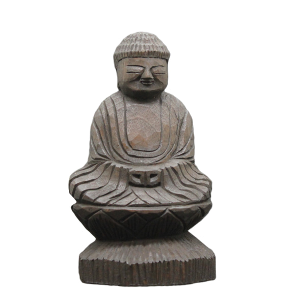 阿彌陀如來坐像 (15cm AN4723) 佛像圓空佛雕刻木雕 第1張的照片