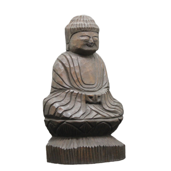 阿彌陀如來坐像 (15cm AN4722) 佛像圓空佛雕刻木雕 第1張的照片