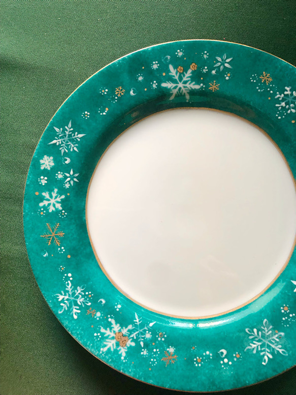 Christmasに使いたい！緑色のペアケーキプレート（雪の結晶・星・ハート・・） 5枚目の画像