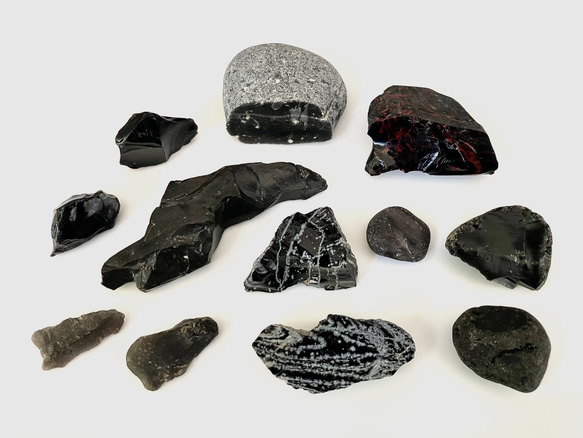 国産 黒曜石セット③ 日本产黑曜石/Japanese Obsidian set 12pcs