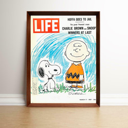 LIFE 60S ピーナッツ 1960年代 ビンテージ 雑誌 表紙 額付 ポスター 1枚目の画像