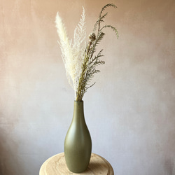 かもしか花卉店フラワーベース【アンティークグリーン】花瓶 一輪挿し 陶器 焼き物 贈り物 3枚目の画像