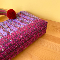 ふわもこモヘア✳︎ファンシーツイード【手織り】トートバッグ カラフル 毛糸 4枚目の画像