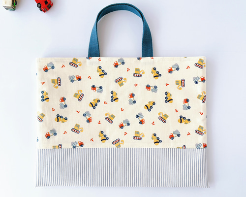 y♡mama 入園入学グッズ　レッスンバッグ　マチ付き　働く車設計図 0c170f859c0ba8e3368970c11125e3