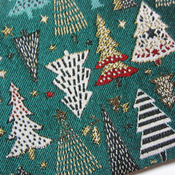 再販クリスマス202５　フランス生地　もみの木 ポーチ　Lサイズ　通帳入れ　コスメ入れ　デバイス入れ　 4枚目の画像