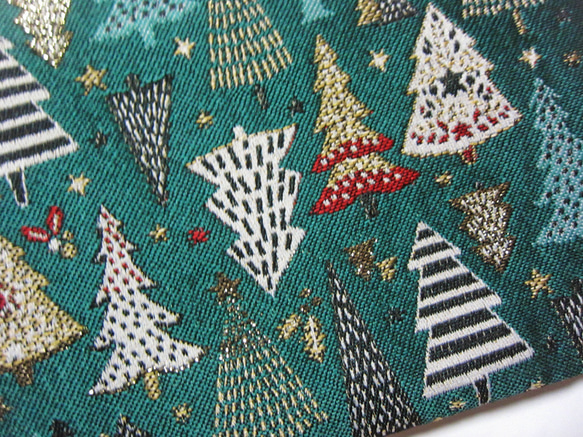 再販クリスマス202５　フランス生地　もみの木 ポーチ　Lサイズ　通帳入れ　コスメ入れ　デバイス入れ　 4枚目の画像