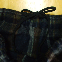 ウール混素材　紺×茶色×グレーチェック柄　ガウチョパンツ　Ｍ～Ｌサイズ 5枚目の画像