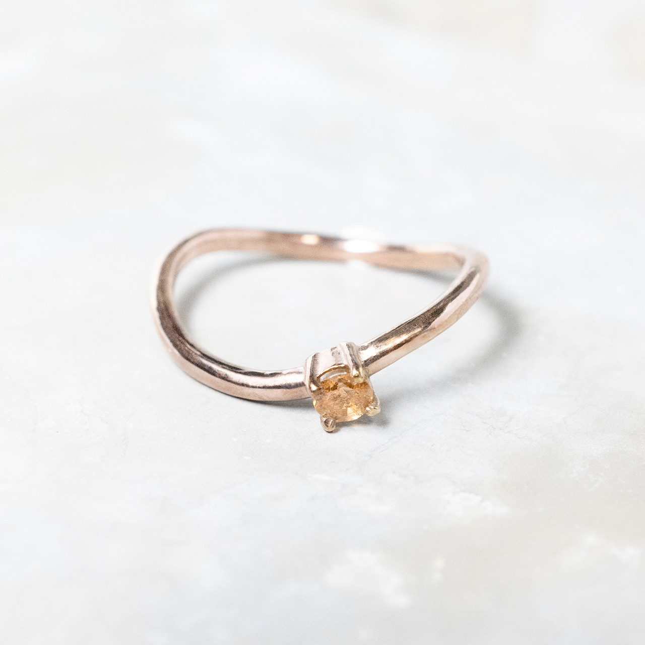 鏡面 インペリアルトパーズ ラウンド3mm PGPピンクゴールドウェーブプレーンリング 1.5mm幅 グロス｜1028