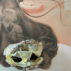 バンスクリップ　リバティ生地　クラシカルアプリコット　ヘアクリップ　まとめ髪　ムーンモス 7枚目の画像