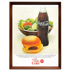 コカ・コーラ ハンバーガー 1960年代 アメリカ ヴィンテージ 雑誌 広告 額付 ポスター 3枚目の画像