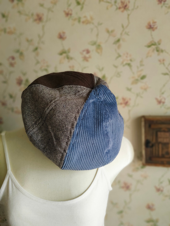 『reversibleberet』～wool　brown×dullblue　＆royalblue～ 1枚目の画像