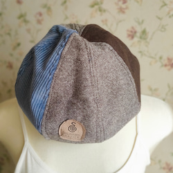 『reversibleberet』～wool　brown×dullblue　＆royalblue～ 2枚目の画像