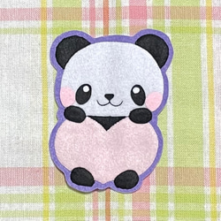パンダとハート フェルト名札 ワッペン その他入園グッズ pikataka