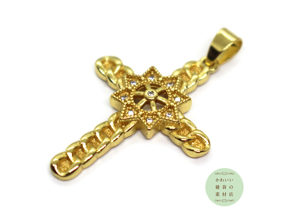 18KGP ゴールドクロスホイッスル&パヴェダイヤクロスネックレス 楽天