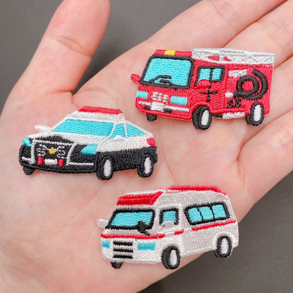3枚セット♡刺繍♡お名前ワッペンにワンプラスデコレート♡のりもの