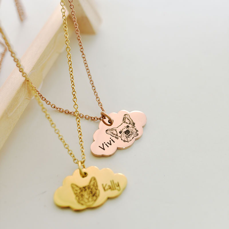 【オーダーメイド】愛犬愛猫の顔で作る世界に一つのペンダントネックレス　曇☁