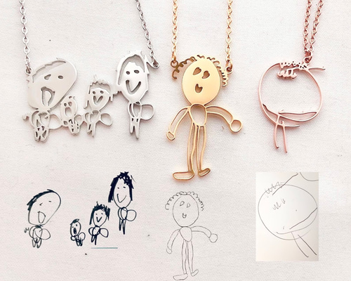 子どもの絵をネックレスに｜オーダーメイド｜シルバー925｜母の日