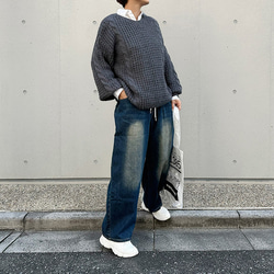 WIDE ANGLE グレーセーター 新作再販】大人カジュアルVネックゆったりふわふわニット