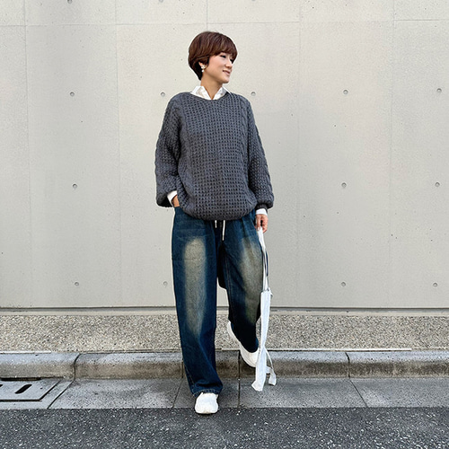 新作再販】大人カジュアルVネックゆったりふわふわニット 新作再販】大人カジュアルVネックゆったりふわふわニット