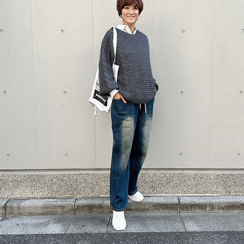 新作再販】大人カジュアルVネックゆったりふわふわニット